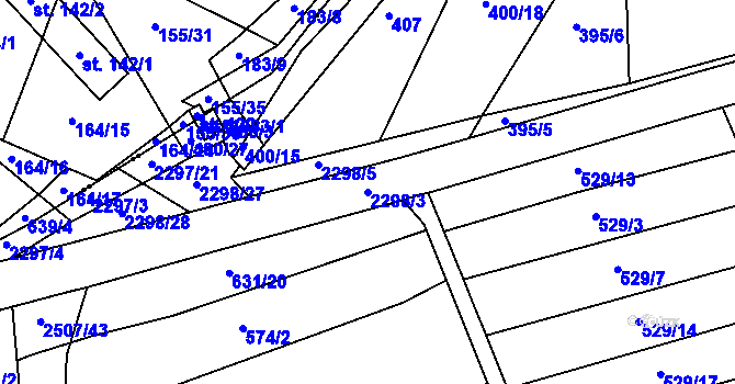 Parcela st. 2298/3 v KÚ Rožmitál pod Třemšínem, Katastrální mapa