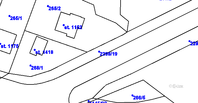 Parcela st. 2298/19 v KÚ Rožmitál pod Třemšínem, Katastrální mapa