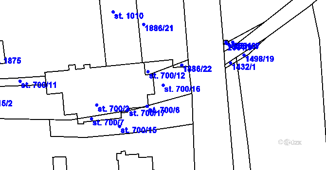 Parcela st. 700/16 v KÚ Rožmitál pod Třemšínem, Katastrální mapa