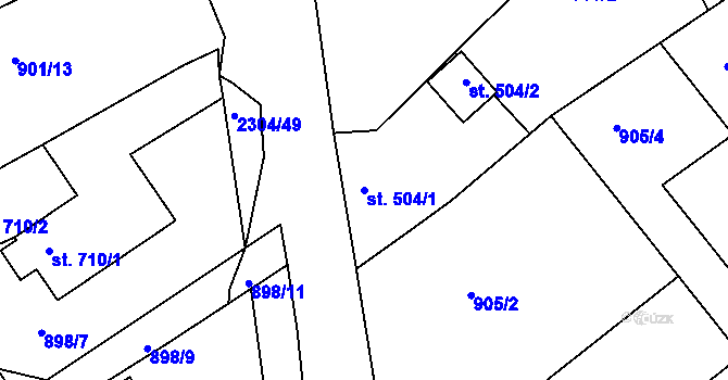 Parcela st. 504/1 v KÚ Rožmitál pod Třemšínem, Katastrální mapa