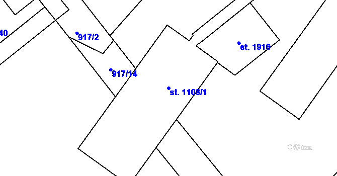 Parcela st. 1108/1 v KÚ Rožmitál pod Třemšínem, Katastrální mapa