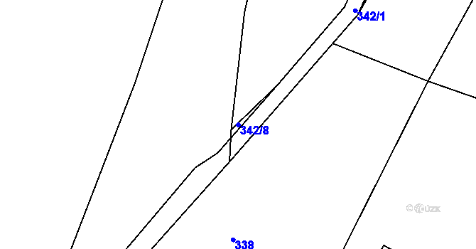 Parcela st. 342/8 v KÚ Rožmitál pod Třemšínem, Katastrální mapa