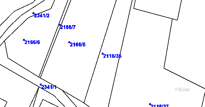 Parcela st. 2116/35 v KÚ Rožmitál pod Třemšínem, Katastrální mapa