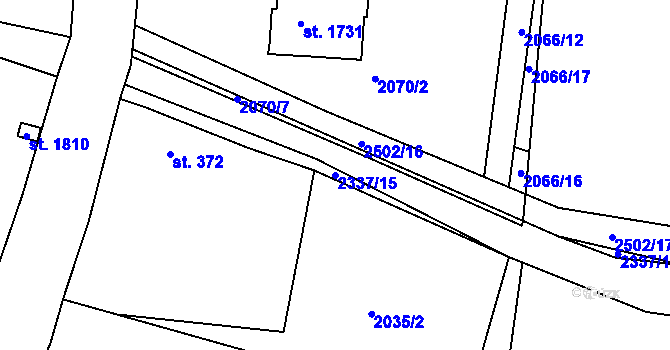 Parcela st. 2337/15 v KÚ Rožmitál pod Třemšínem, Katastrální mapa