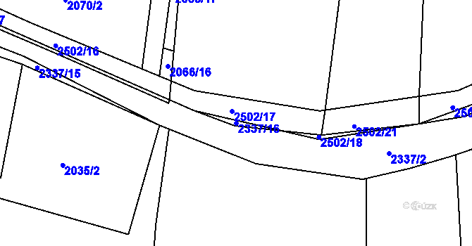 Parcela st. 2337/16 v KÚ Rožmitál pod Třemšínem, Katastrální mapa