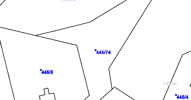 Parcela st. 445/74 v KÚ Rožmitál pod Třemšínem, Katastrální mapa
