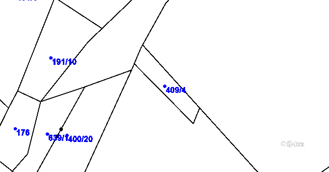 Parcela st. 409/4 v KÚ Rožmitál pod Třemšínem, Katastrální mapa