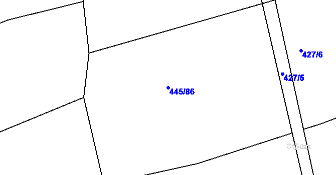 Parcela st. 445/86 v KÚ Rožmitál pod Třemšínem, Katastrální mapa