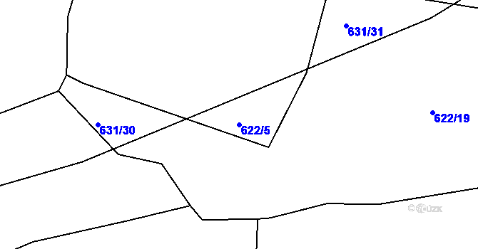 Parcela st. 622/5 v KÚ Rožmitál pod Třemšínem, Katastrální mapa