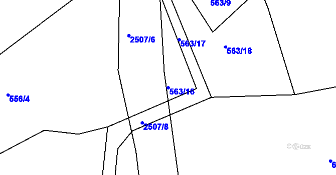 Parcela st. 563/16 v KÚ Rožmitál pod Třemšínem, Katastrální mapa