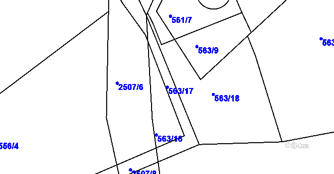 Parcela st. 563/17 v KÚ Rožmitál pod Třemšínem, Katastrální mapa