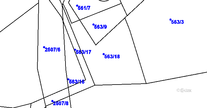 Parcela st. 563/18 v KÚ Rožmitál pod Třemšínem, Katastrální mapa