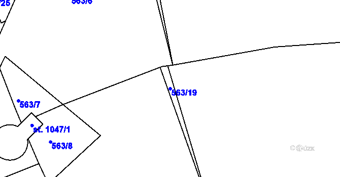 Parcela st. 563/19 v KÚ Rožmitál pod Třemšínem, Katastrální mapa