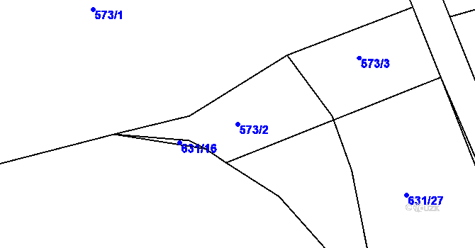 Parcela st. 573/2 v KÚ Rožmitál pod Třemšínem, Katastrální mapa