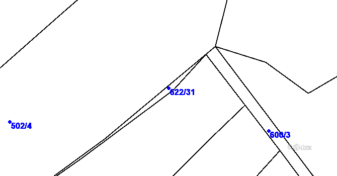 Parcela st. 622/31 v KÚ Rožmitál pod Třemšínem, Katastrální mapa