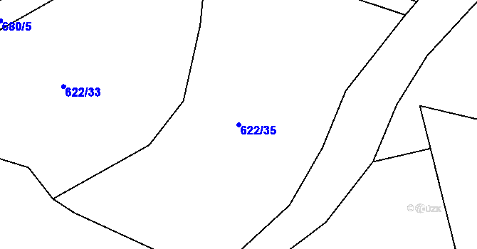 Parcela st. 622/35 v KÚ Rožmitál pod Třemšínem, Katastrální mapa