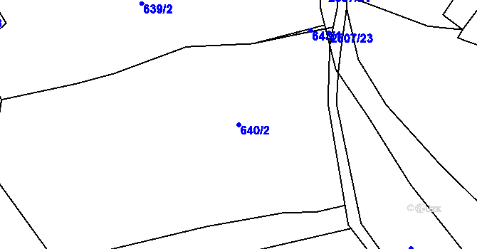 Parcela st. 640/2 v KÚ Rožmitál pod Třemšínem, Katastrální mapa