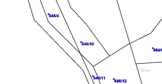 Parcela st. 646/10 v KÚ Rožmitál pod Třemšínem, Katastrální mapa
