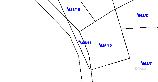 Parcela st. 646/11 v KÚ Rožmitál pod Třemšínem, Katastrální mapa