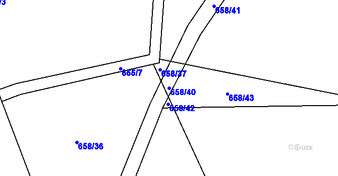 Parcela st. 658/40 v KÚ Rožmitál pod Třemšínem, Katastrální mapa