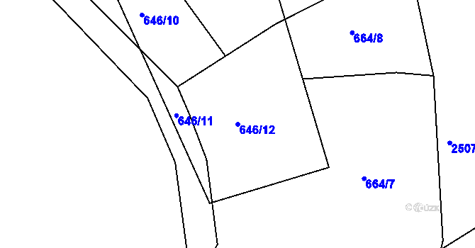 Parcela st. 646/12 v KÚ Rožmitál pod Třemšínem, Katastrální mapa
