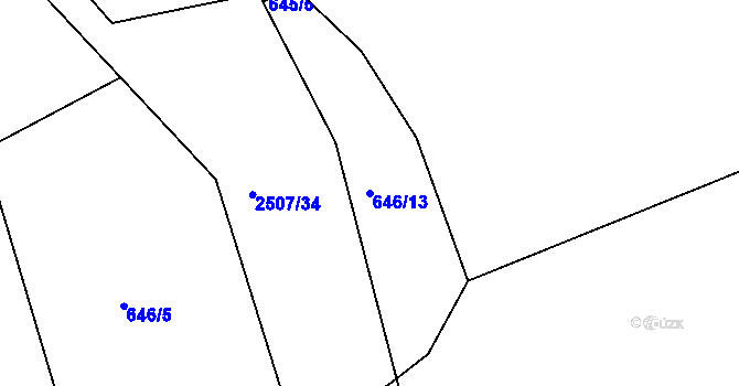 Parcela st. 646/13 v KÚ Rožmitál pod Třemšínem, Katastrální mapa