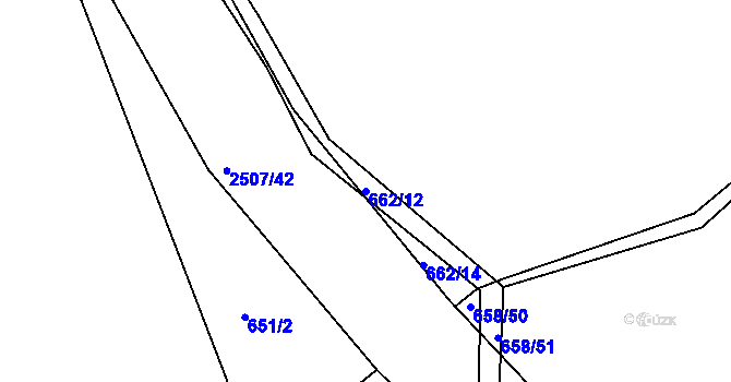 Parcela st. 662/12 v KÚ Rožmitál pod Třemšínem, Katastrální mapa