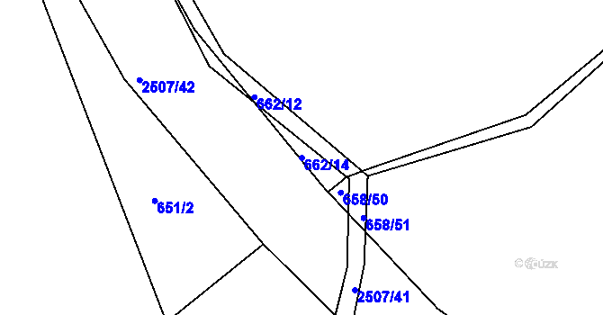 Parcela st. 662/14 v KÚ Rožmitál pod Třemšínem, Katastrální mapa