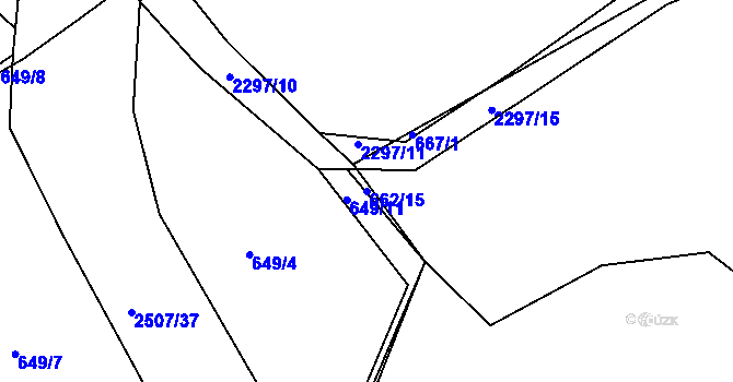 Parcela st. 662/15 v KÚ Rožmitál pod Třemšínem, Katastrální mapa