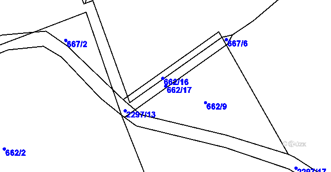 Parcela st. 662/17 v KÚ Rožmitál pod Třemšínem, Katastrální mapa