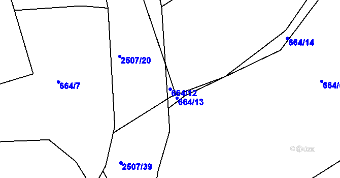 Parcela st. 664/12 v KÚ Rožmitál pod Třemšínem, Katastrální mapa