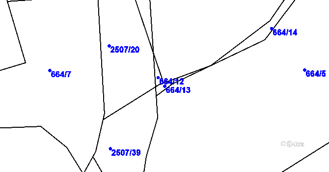 Parcela st. 664/13 v KÚ Rožmitál pod Třemšínem, Katastrální mapa