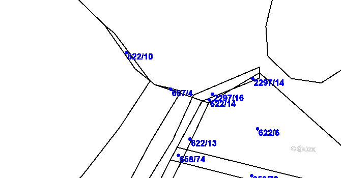 Parcela st. 667/4 v KÚ Rožmitál pod Třemšínem, Katastrální mapa