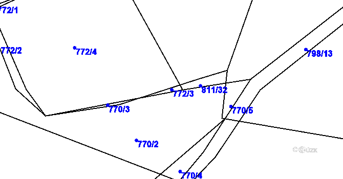 Parcela st. 772/3 v KÚ Rožmitál pod Třemšínem, Katastrální mapa