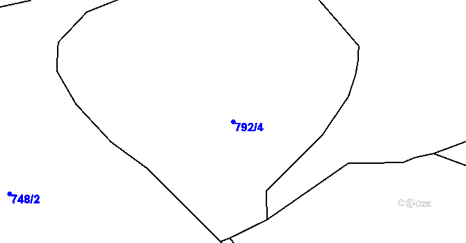 Parcela st. 792/4 v KÚ Rožmitál pod Třemšínem, Katastrální mapa