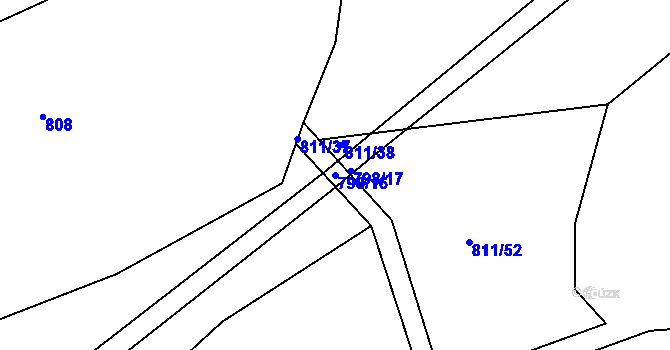Parcela st. 798/16 v KÚ Rožmitál pod Třemšínem, Katastrální mapa