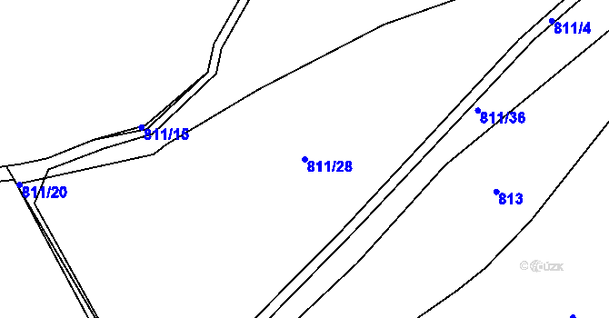 Parcela st. 811/28 v KÚ Rožmitál pod Třemšínem, Katastrální mapa
