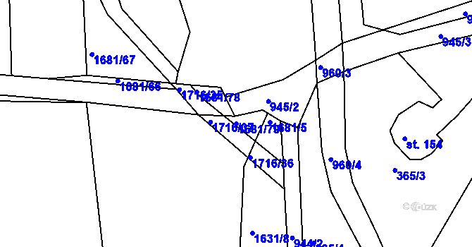 Parcela st. 1681/79 v KÚ Rožmitál pod Třemšínem, Katastrální mapa