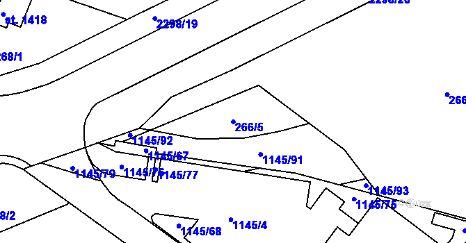 Parcela st. 266/5 v KÚ Rožmitál pod Třemšínem, Katastrální mapa