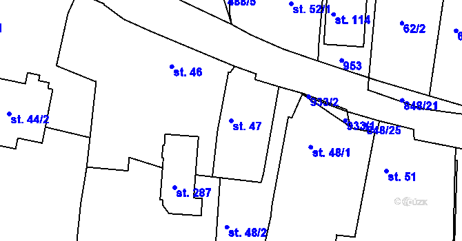 Parcela st. 47 v KÚ Starý Rožmitál, Katastrální mapa