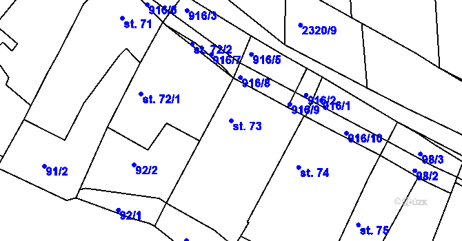 Parcela st. 73 v KÚ Starý Rožmitál, Katastrální mapa