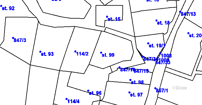Parcela st. 99 v KÚ Starý Rožmitál, Katastrální mapa