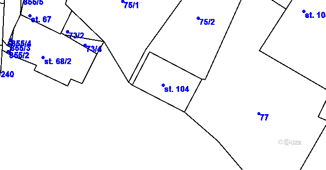 Parcela st. 104 v KÚ Starý Rožmitál, Katastrální mapa