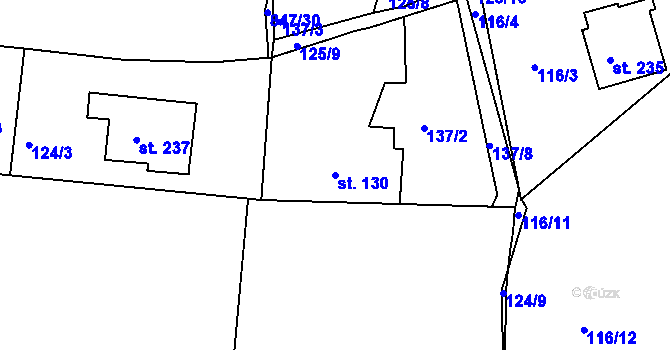 Parcela st. 130 v KÚ Starý Rožmitál, Katastrální mapa