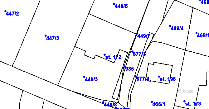 Parcela st. 172 v KÚ Starý Rožmitál, Katastrální mapa