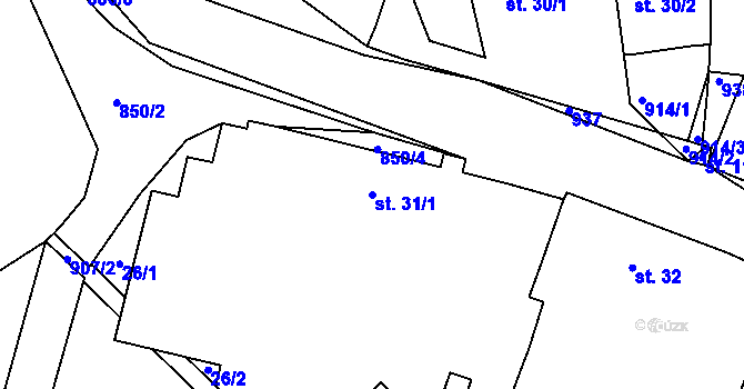 Parcela st. 31/1 v KÚ Starý Rožmitál, Katastrální mapa
