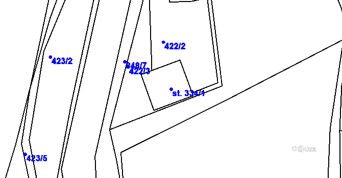 Parcela st. 334/1 v KÚ Starý Rožmitál, Katastrální mapa