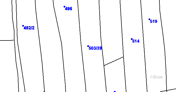 Parcela st. 503/28 v KÚ Starý Rožmitál, Katastrální mapa