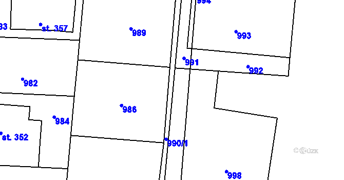 Parcela st. 990 v KÚ Starý Rožmitál, Katastrální mapa