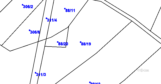 Parcela st. 88/19 v KÚ Josefov u Rožné, Katastrální mapa